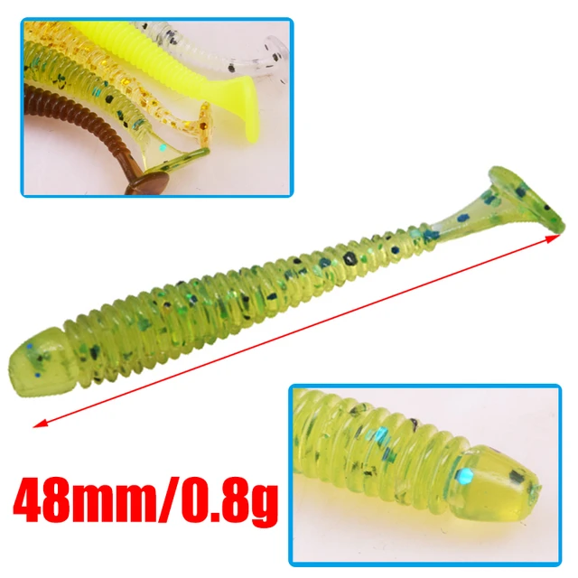 10pcs/lot fishing Soft Artificial worm lures 48mm 0.8g Jigging Wobblers  fishy smell Silicone Flexible