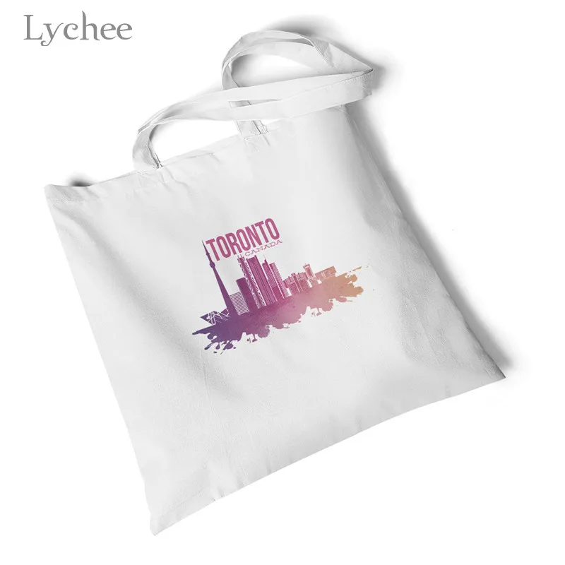 Lychee Harajuku Liverpool Nashville Женская Холщовая Сумка с принтом Большая складная сумка для покупок оригинальная дорожная сумка на плечо - Цвет: Toronto watercolor