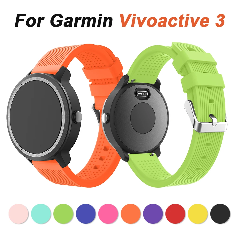 20 мм Цветной силиконовый сменный ремешок для Garmin vivoactive 3 vivomove HR samsung Galaxy Watch 42