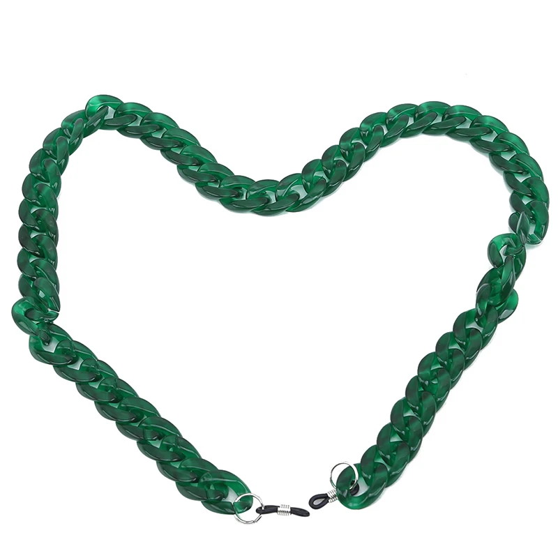 Модные женские цепочки для очков Противоскользящий шнур для очков держатель шейный ремень очки для чтения веревка широкие акриловые цепочки - Цвет: Dark green jade