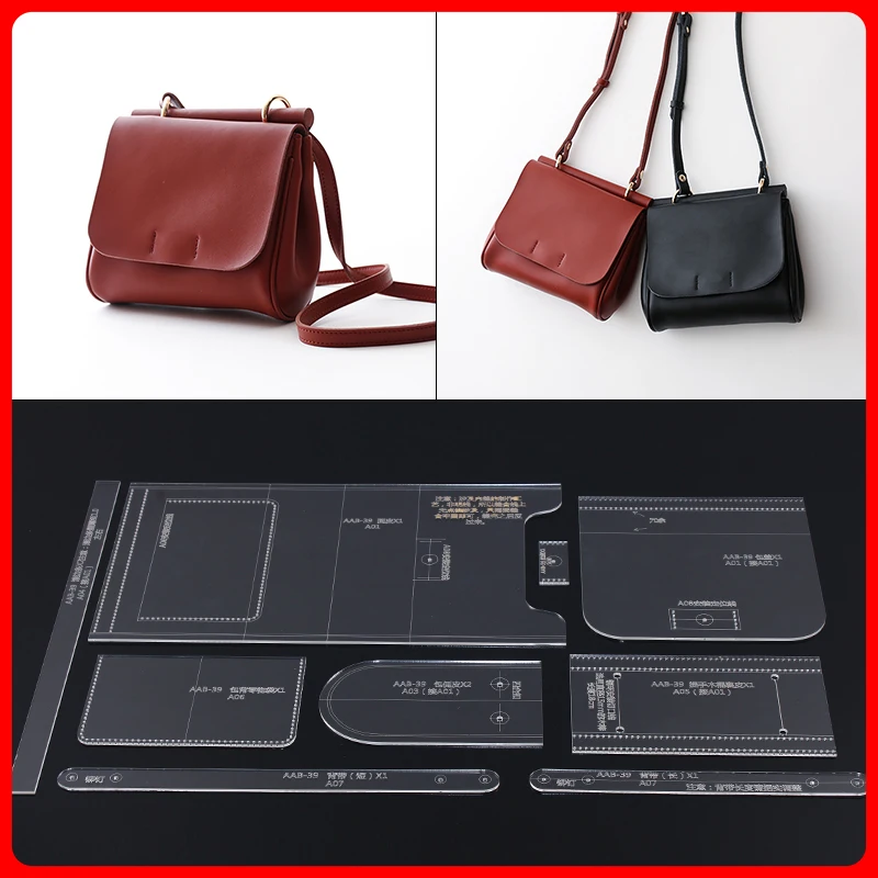 1 set Men's and women's Shoulder Bag Messenger acrylic pattern drawing DIY manual leather bag paper |