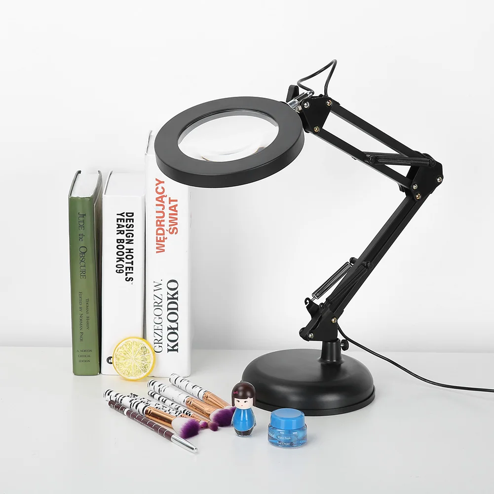 USB Desktop LED Cold Light Adjustable 5X Magnifying Glass Table Lamp Nail Salon Lip Beauty Tattoos No Shadow Fill Light Eye Lamp