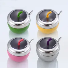 Многоцветная Простая очистка из нержавеющей стали приправа ящик для хранения банка кухонное для специй коробки контейнер для соли с крышкой и ложкой