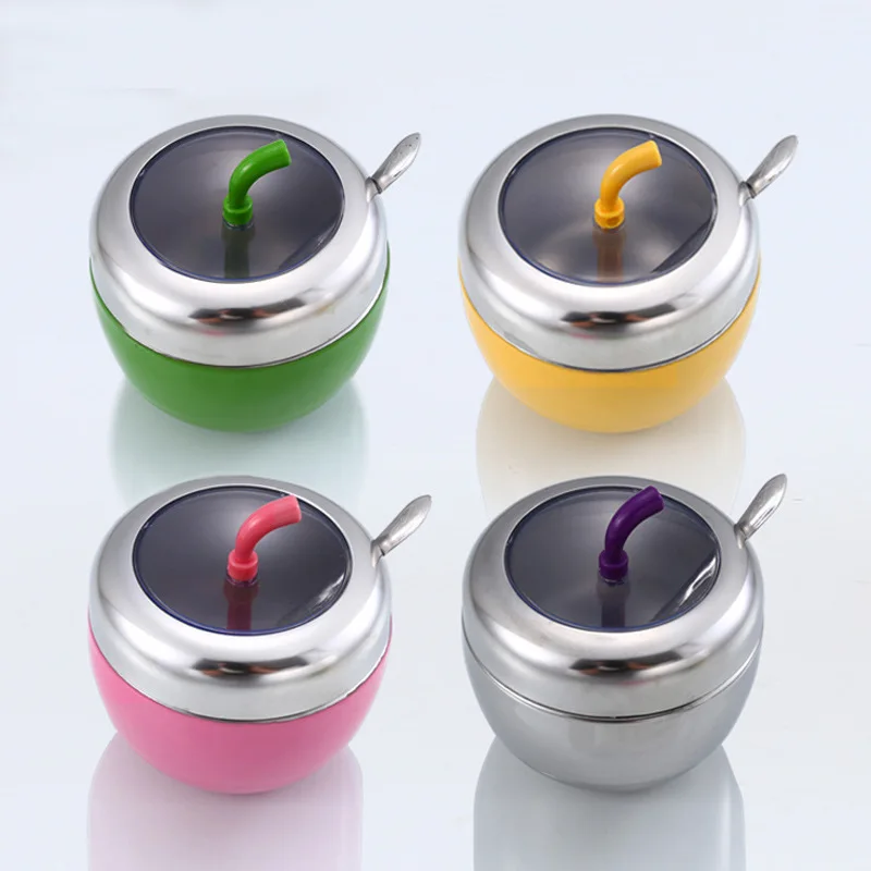 

Multicolor Easy Clean Stainless Steel Seasoning Storage Box Jar Kitchen Spice Boxes Salt Container with Cover and Spoon