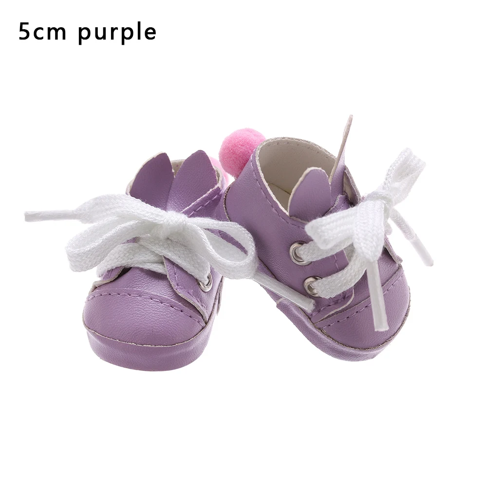 1 пара, модная Милая Мини-обувь с кроликом для куклы 14/18 дюймов, детские игрушки, подарки для девочек, куклы, мультяшная обувь, аксессуары - Цвет: 5cm purple