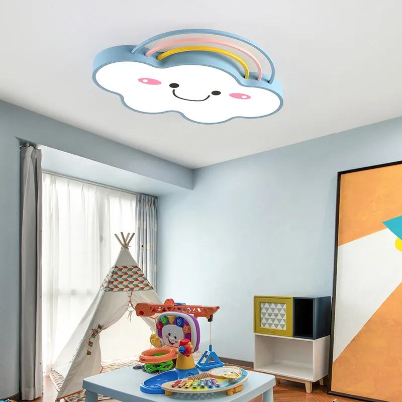 Современный мультяшный потолочный светильник Rainbow Cloud для маленьких девочек