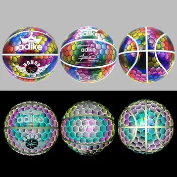 

Luminous Street Rubber Basketball Ball PU Rubber Luminescence Glowing Rainbow Light Training Basketball Luminous BasketBall Net4