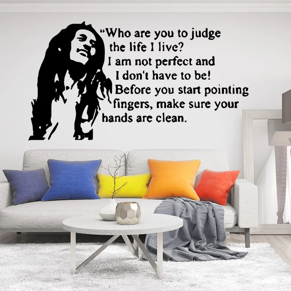 Colorful Soul Music Singer Bob Marley Removable Art Vinyl Wall Stickers For Kids Rooms Waterproof Wall Art Decal