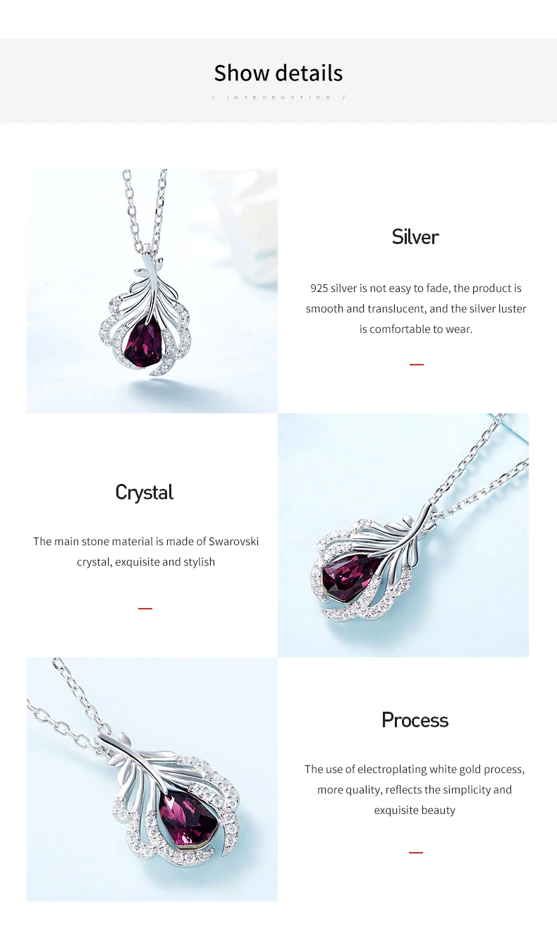 Warme Farben Кристалл от Swarovski серебро 925 пробы ожерелье для женщин Европейский стиль в форме пера кулон ожерелье Чокер Ожерелье