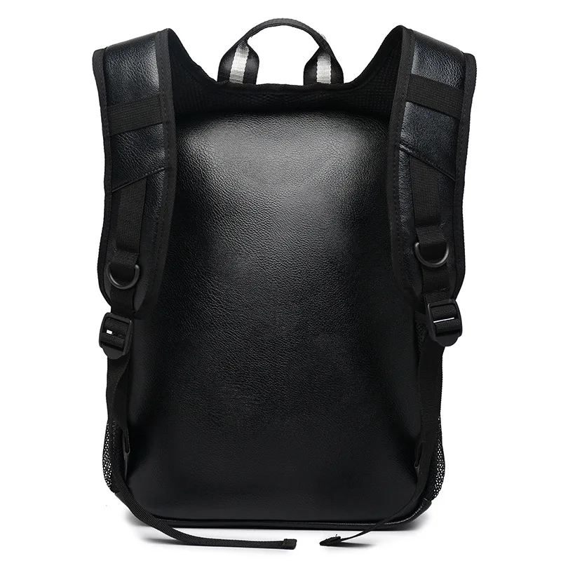 

2019 Spring New Style Cool Korean-style Backpack Men's Fashion Casual Solid Color Pu Schoolbag