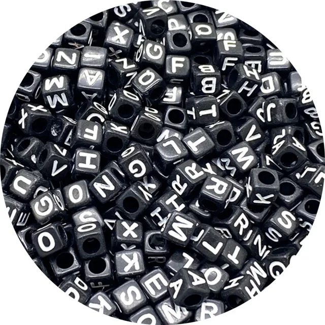 100pcs 6mm Mixed Square Alphabet Letter Beads Charms Bracelet Necklace For Jewelry Making DIY Accessories 29