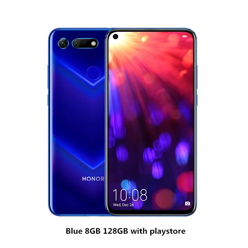 Honor V20 View 20 смартфон 6," Fullview 4000mAh SuperCharge Kirin 980 Android 9 45MP OTG NFC мобильные телефоны - Цвет: Blue 8G128G with P