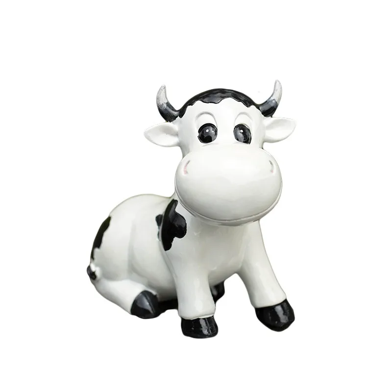 BEST SELLER  Creative Resin Cow Decor Crafts Gift Cartoon Simulation Animal Ornaments Living Room Wine Counter D