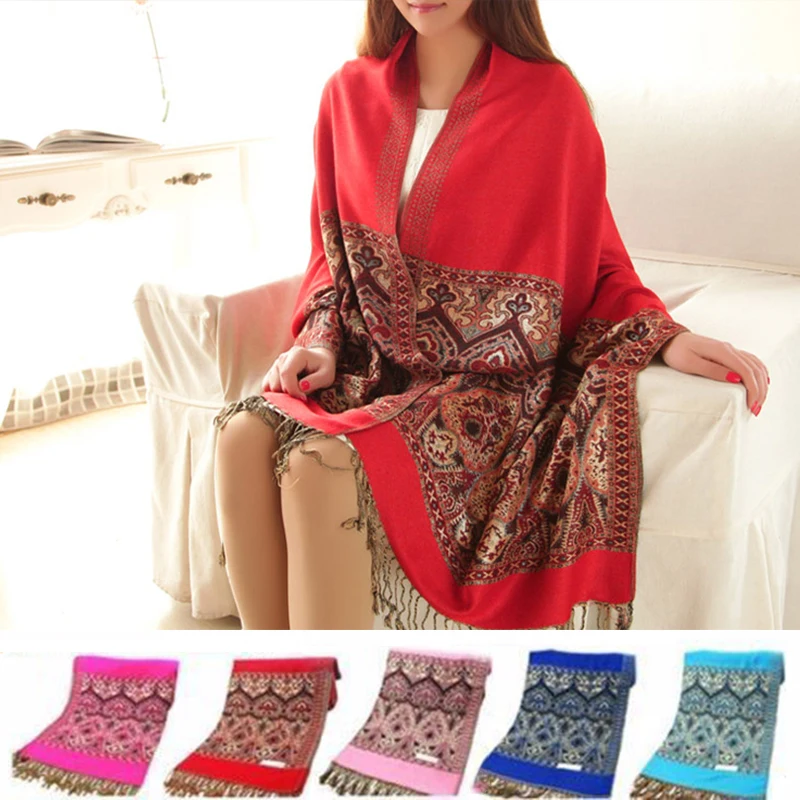 Ретро мода женщин цветочные шарфы «пейсли» палантин большой квадратный шелковый пашмины атласная кисточка шарф платок