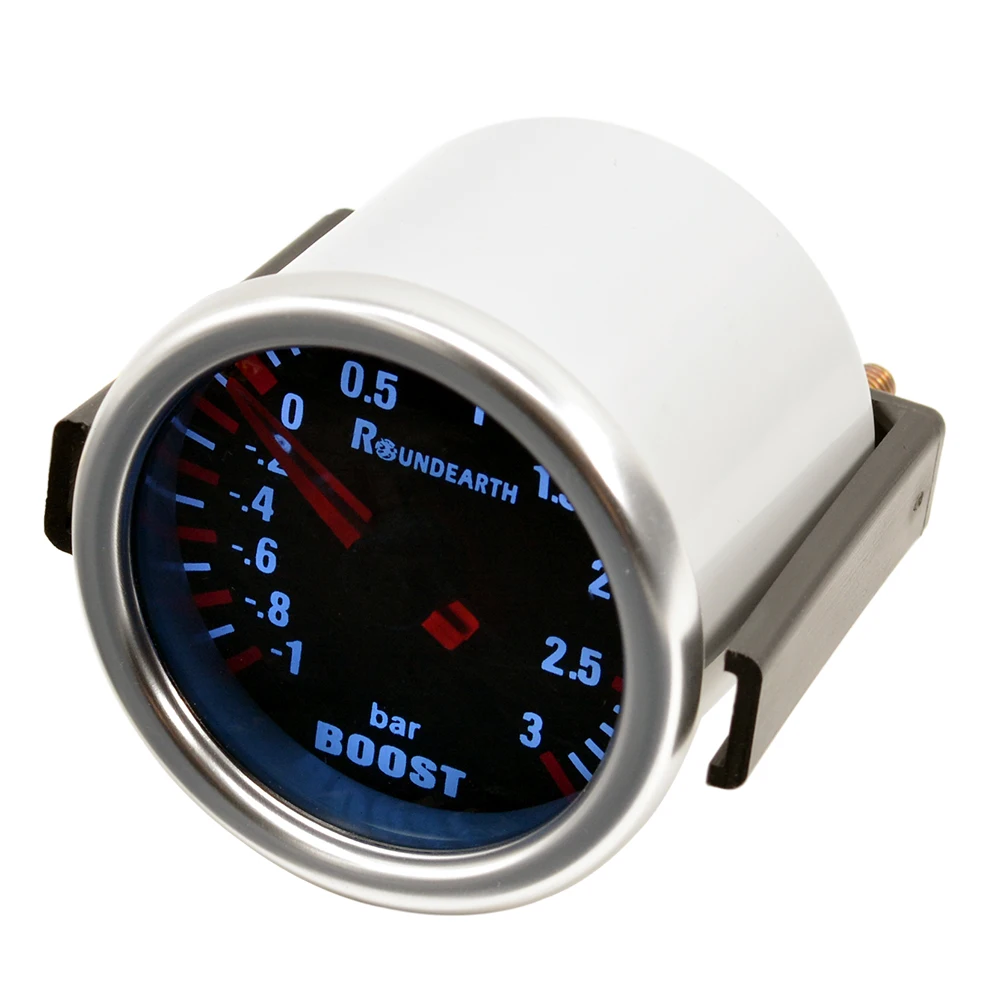 Round Earth 52mm Auto Car White Backllight Turbo Turbin Mechanical Boost Gauge Clocks Pressure -1~3 Bar Meter
