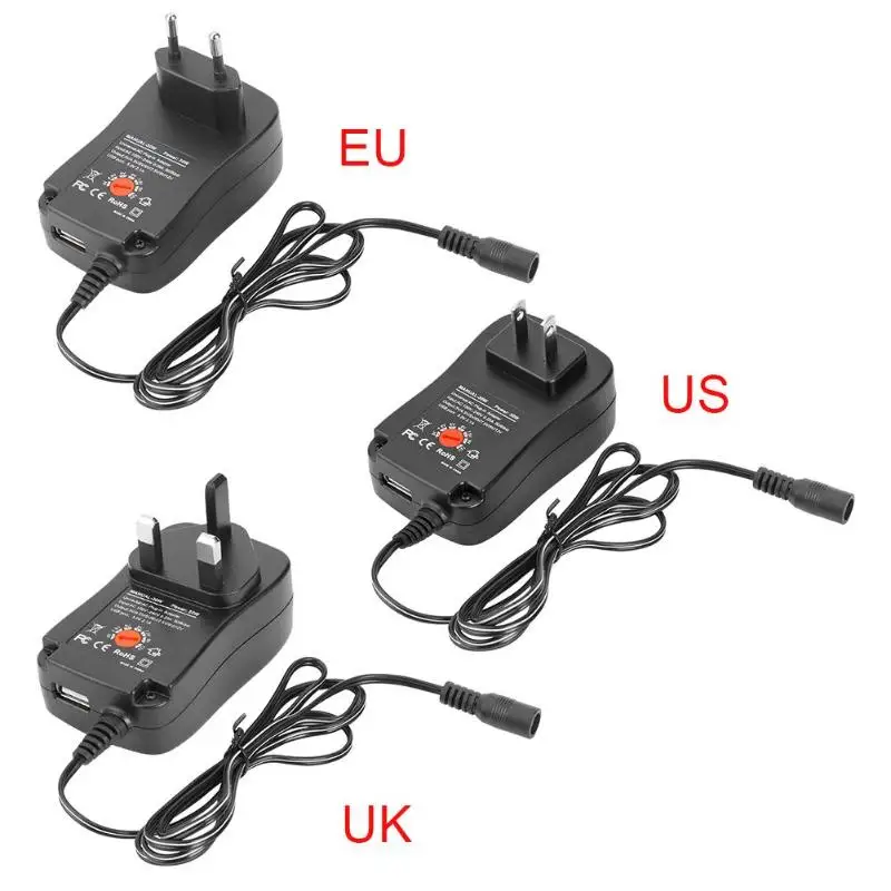 

Universal 3V/4.5V/5V/6V/7.5V/9V/12V 1A Adjustable USB Power Adapter 30W Charging Power Supply Charger Adapter EU/US/UK Plug