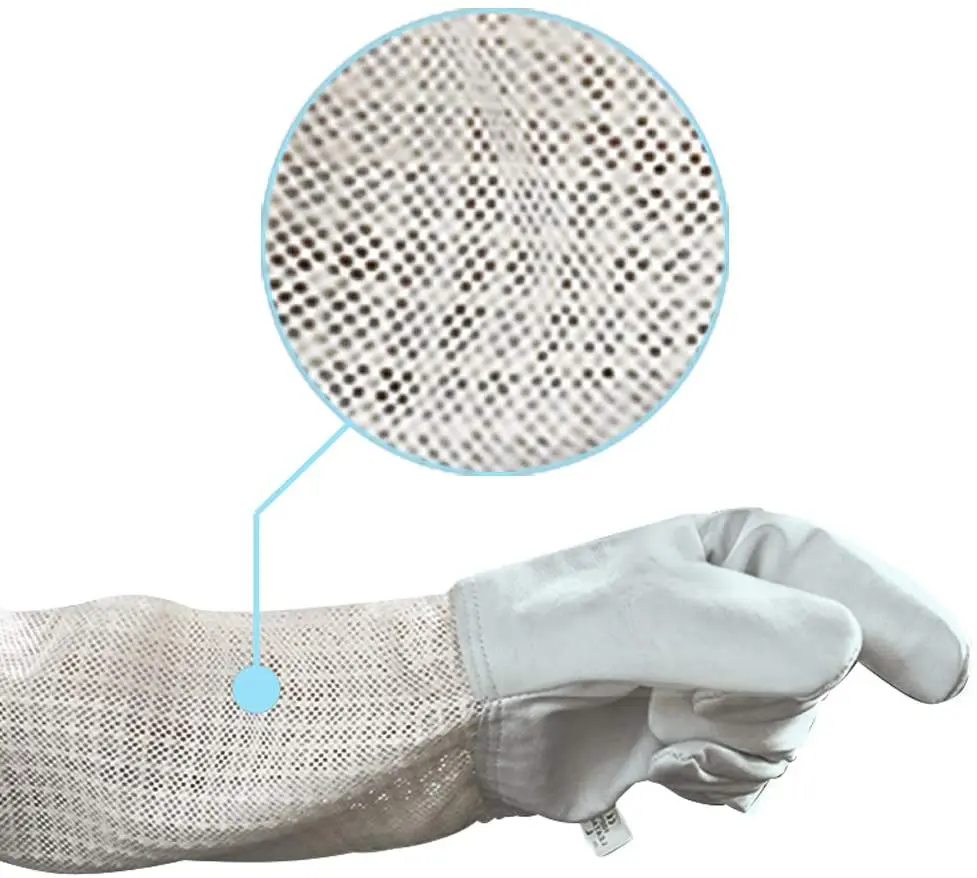 Beekeeping gloves Ultra Mesh Beekeepers Gloves Three-layer Net Ventilation Protect Your Hands Fully Ventilated Goatskin Beekeeping Gloves