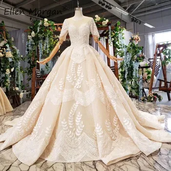 

Backless Elegant Ball Gowns Wedding Dresses Luxury Glitter Real Photos Puffy Princess Bridal Gowns for Women without Veil