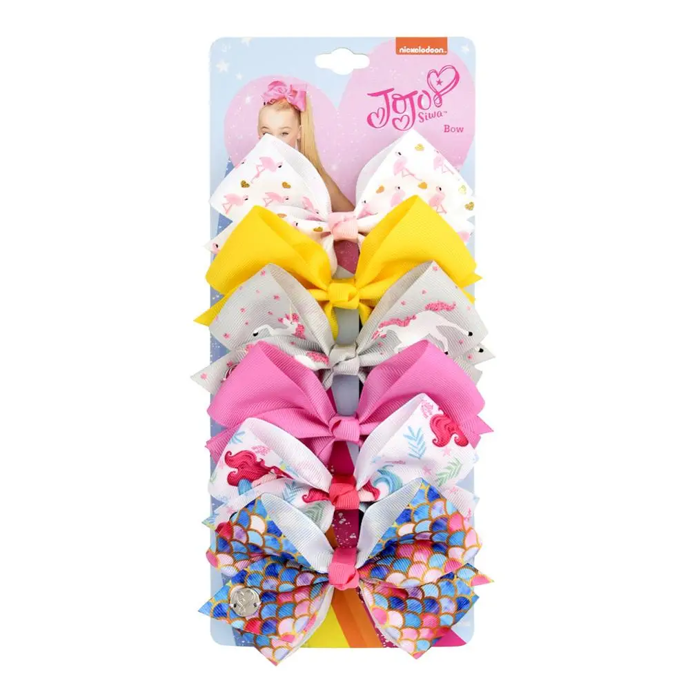 

6PCS/Lot JOJO Siwa Baby Girls Hair Bow 4.5 Inches Grosgrain ribbon Print Unicorn Handmade Headwear Hair Barrettes Accessories