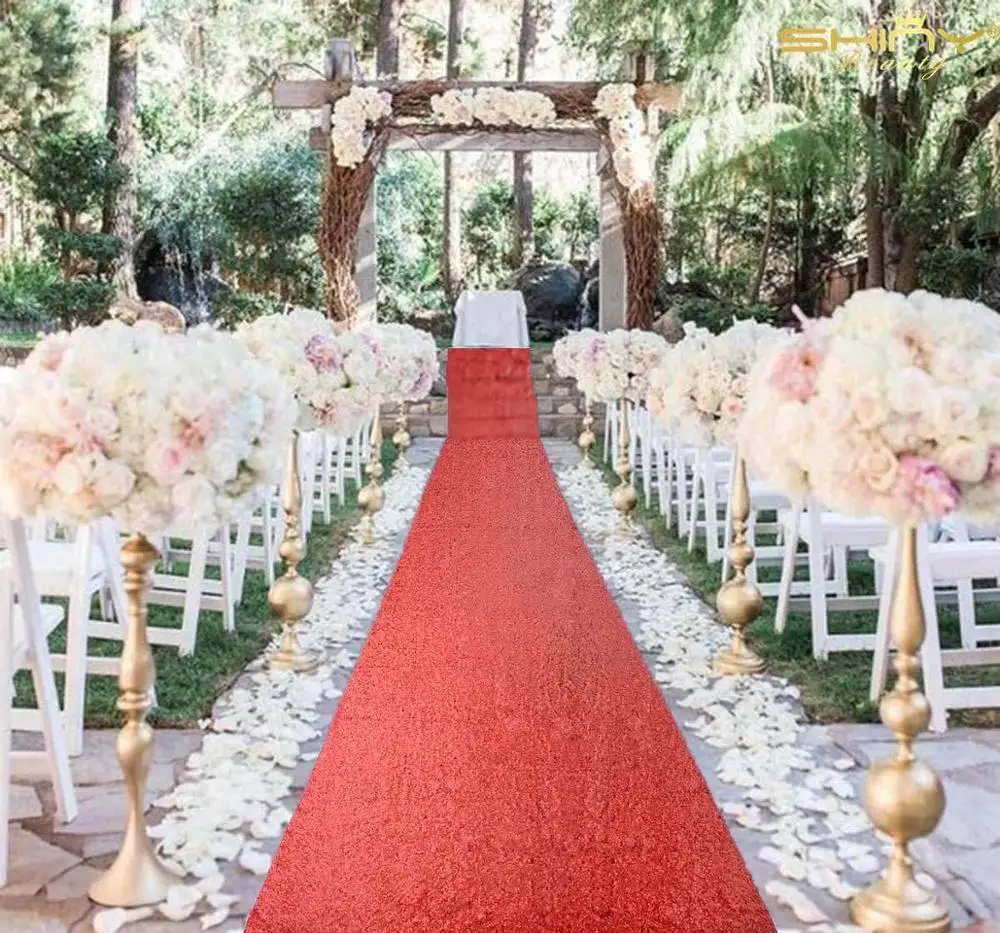 Блестящие вечерние ковровые дорожки с блестками 3 фута x 15 футов, свадебные Carpets-M1025 - Цвет: Red