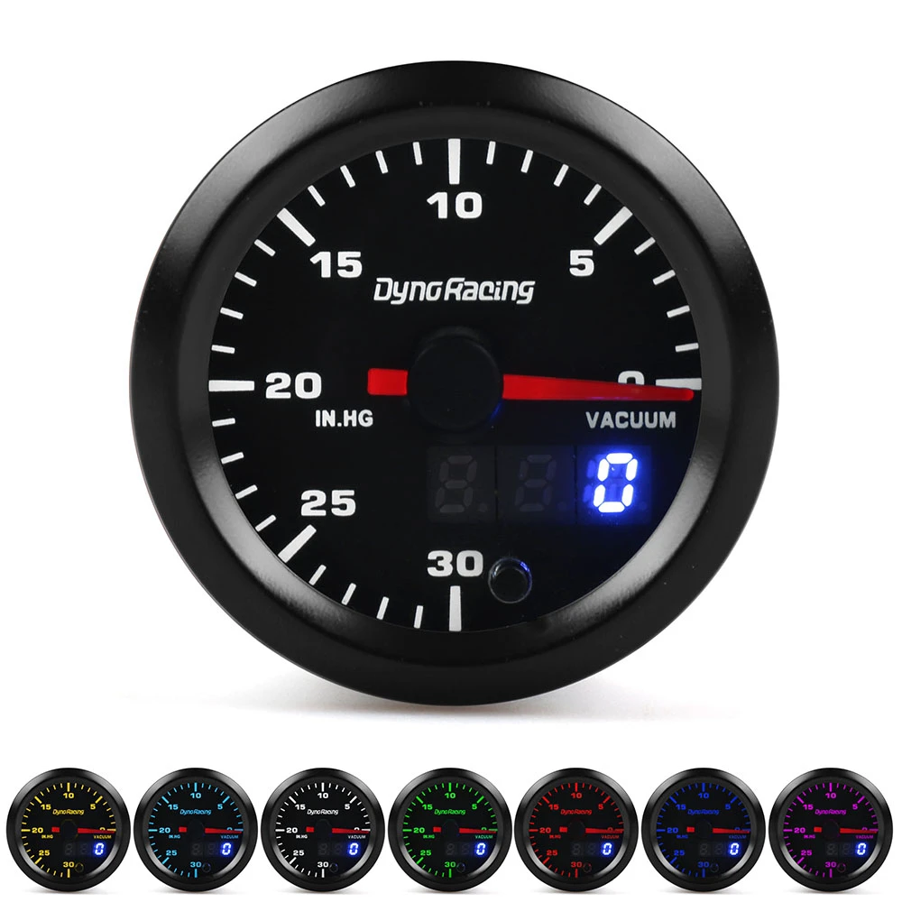 Dynoracing 2 &quot52 мм 7 цветов меняющаяся подсветка Вакуумный Манометр Высокая скорость