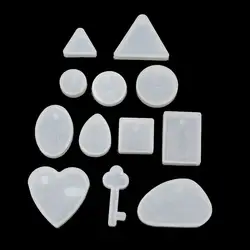 12 шт. квадратный Ключ Сердце Круг Подвеска треугольная Смола силиконовые формы ювелирные инструменты
