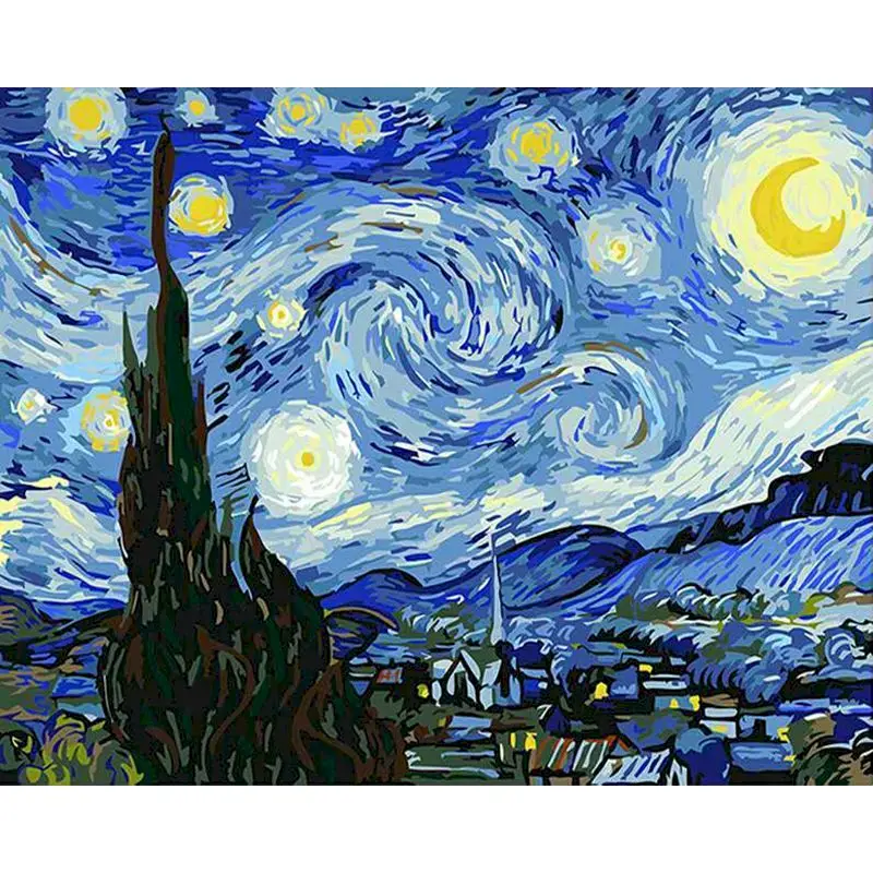 

GATYZTORY Van Gogh Abstract Painting By Numbers Starry sky DIY HandPainted Oil Painting Color Canvas Home Decoration Unique Gift