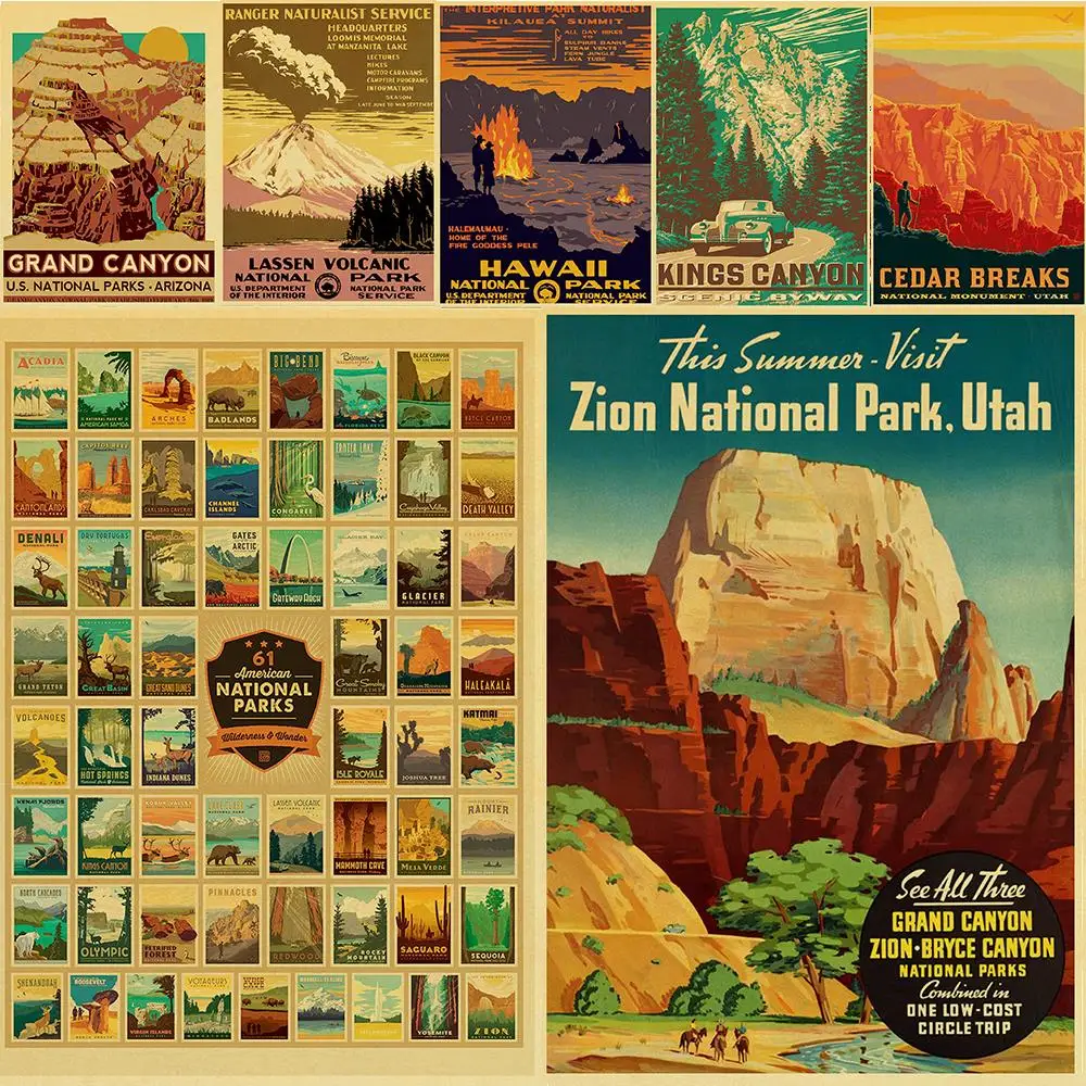 Vintage National Park Landscape Retro Poster Vintage poster Wall Decor For Home/ Bar Cafe/ kid room