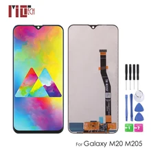 Для samsung Galaxy M20 M205 SM-M205F M205FN ЖК-дисплей кодирующий преобразователь сенсорного экрана в сборе Замена без рамки черный