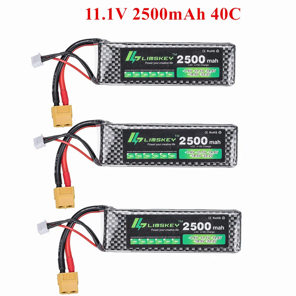 Аккумулятор 3 шт./лот 3S 11 1 В 2500 мАч 40C LiPo аккумуляторная батарея XT60/T/JST/EC5 для