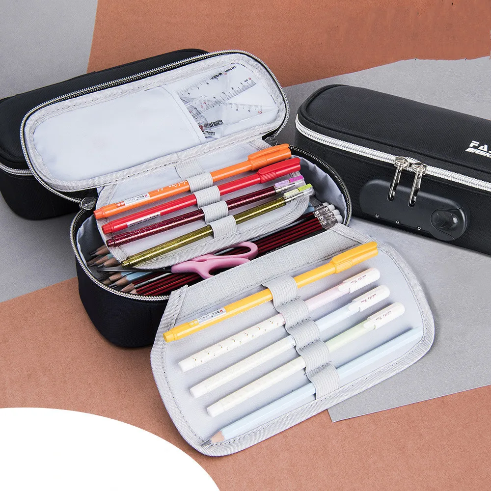 Multifunction Pencil Box With Double Password Lock, Large Capacity