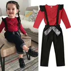 Комплект одежды из 2 предметов одежда для малышей на весну и осень комплект из 2 предметов, Красная футболка с длинными рукавами для