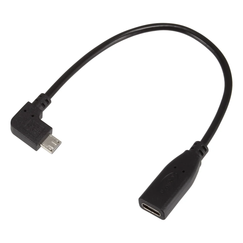 Кабель-удлинитель Micro USB 90 градусов для передачи данных штекер-разъем Type-C 20 см |