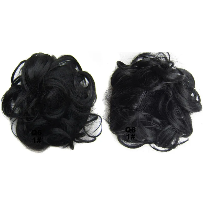 #1 Женский пушистый классический Updo шиньон синтетический волнистый кудрявый эластичный резиновый ремешок грязные волосы пучок кусок - Цвет: #1