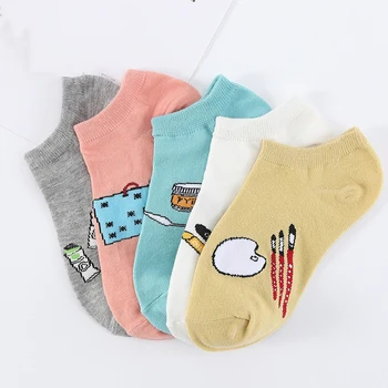 

Cartoon Small Pattern Stockings in Spring Women's Stockings Light Breathable Thin Stockings Breathable Cotton Stockings