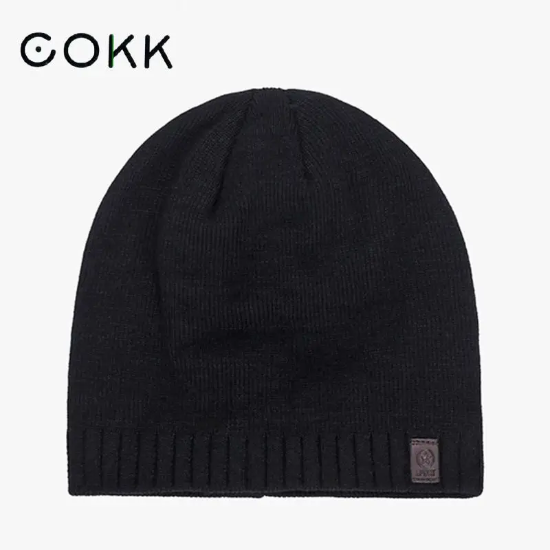 

COKK Winter Hat Men Beanie Solid Color Casual Thick Velvet Warm Ear Protect Winter Hats For Men Black Bonnet Gorras Skullies