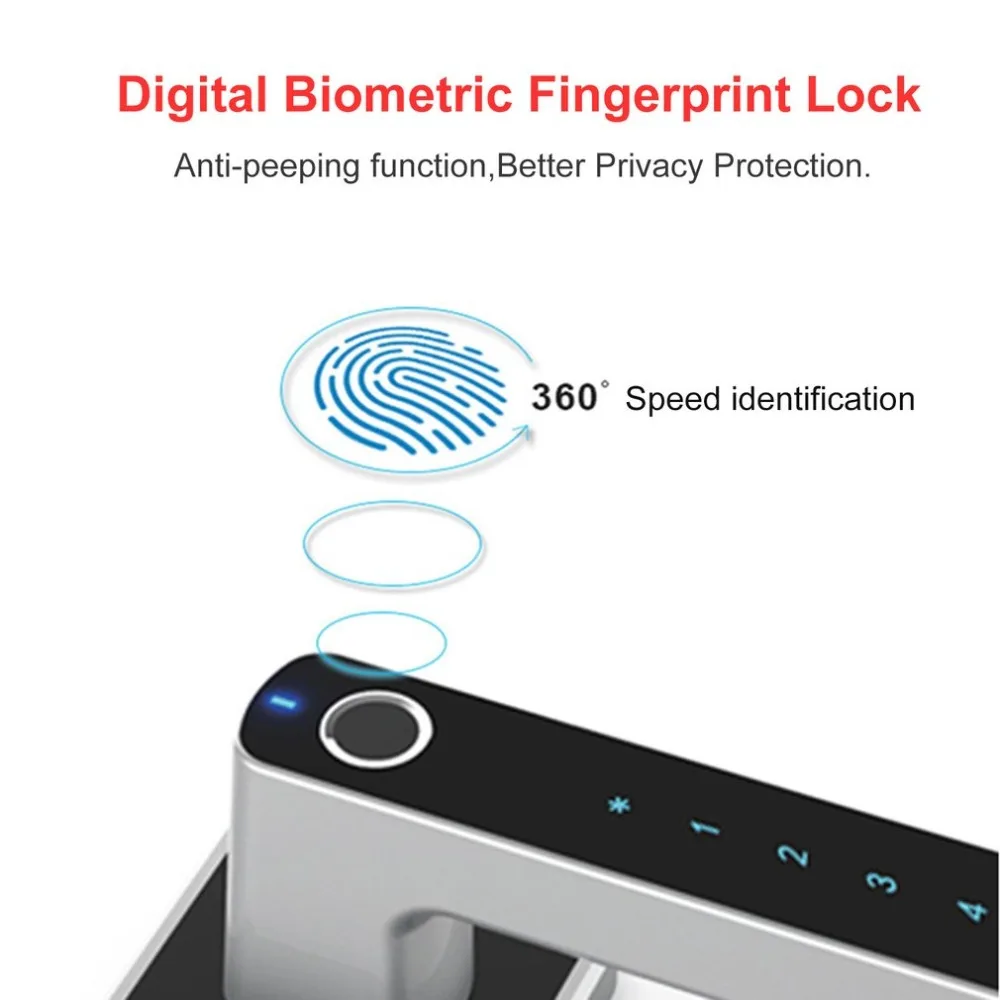 E31 Digital Intelligent Biometric Fingerprint Lock Keyless Smart Door Lock Fingerprint+Password Unlocking 2 Ways