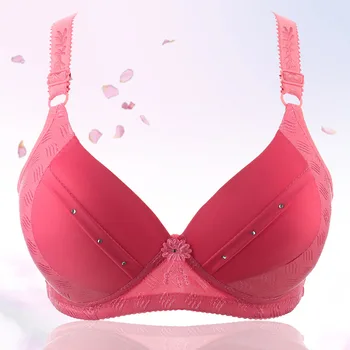 

New Spring and Summer Thin Without Rims Cotton Bra Gathered Breathable Cotton Fat Small Chest Middle-Aged Lingerie Bra