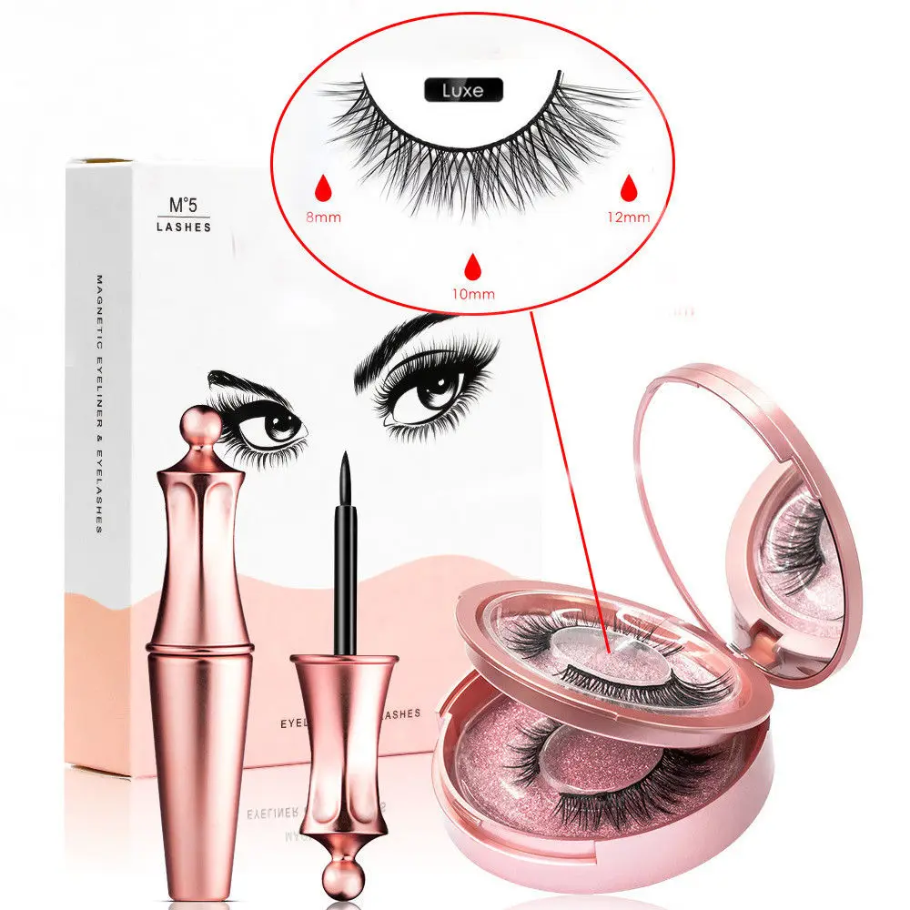 Liquid Magnetic Eyeliner Set And Magnetic False Eyelashes Tweezer Magnetic Eyeliner Waterproof Long Lasting Eyeliner Eyelashes - Цвет: Luxe-2