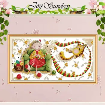 

Old lady in sweater pattern counted Cross Stitch 11CT 14CT Cross Stitch Sets DIY Chinese Cross-stitch Kits Embroidery Needlework
