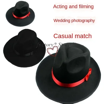 

Men's Large Brimmed Hat Costume Photographic Prop Chinese Wedding Hat Stage Wedding Studio Bridegroom Hat