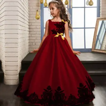 

Flower Girls Princees Dress Sleeveless Xmas Princess Satin Wedding Bridesmaid Pageant Party Formal Girl Clothing Dresses