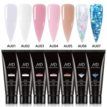 

MAD DOLL 7 Colors Nail Acrylic Hard Gel Pink White Clear Crystal UV LED Builder Nail Tips Enhancement Quick Extension Gel