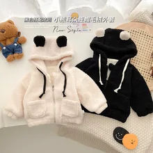 Manteau d'hiver épais en laine pour bébé fille et garçon, veste chaude à capuche avec poches, vêtements d'extérieur à la mode 