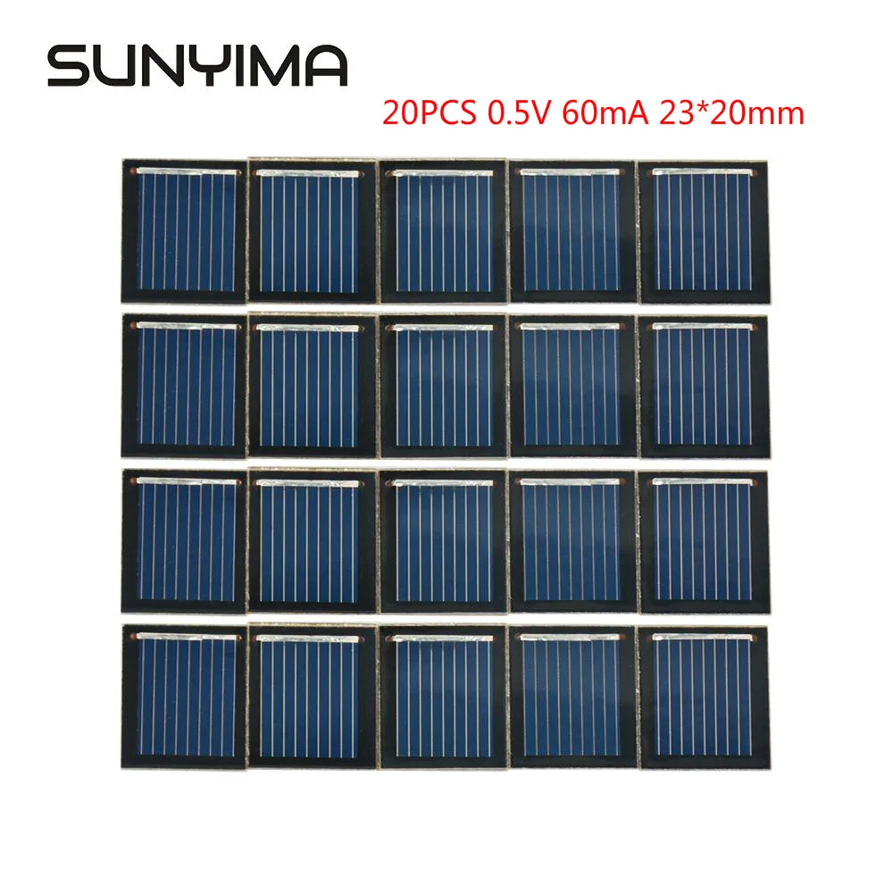 SUNYIMA 20 шт. 0 5 V 60mA поликристаллический кремний Панели Солнечные DIY батарея заряд