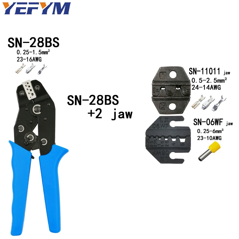 Обжимные инструменты плоскогубцы Набор для XH2.54 pulg/Трубчатые/Изолированные клеммы SN-28BS SN-2549 8 кулачковый комплект электрические Клещи для прессования - Цвет: SN-28BS 2jaw