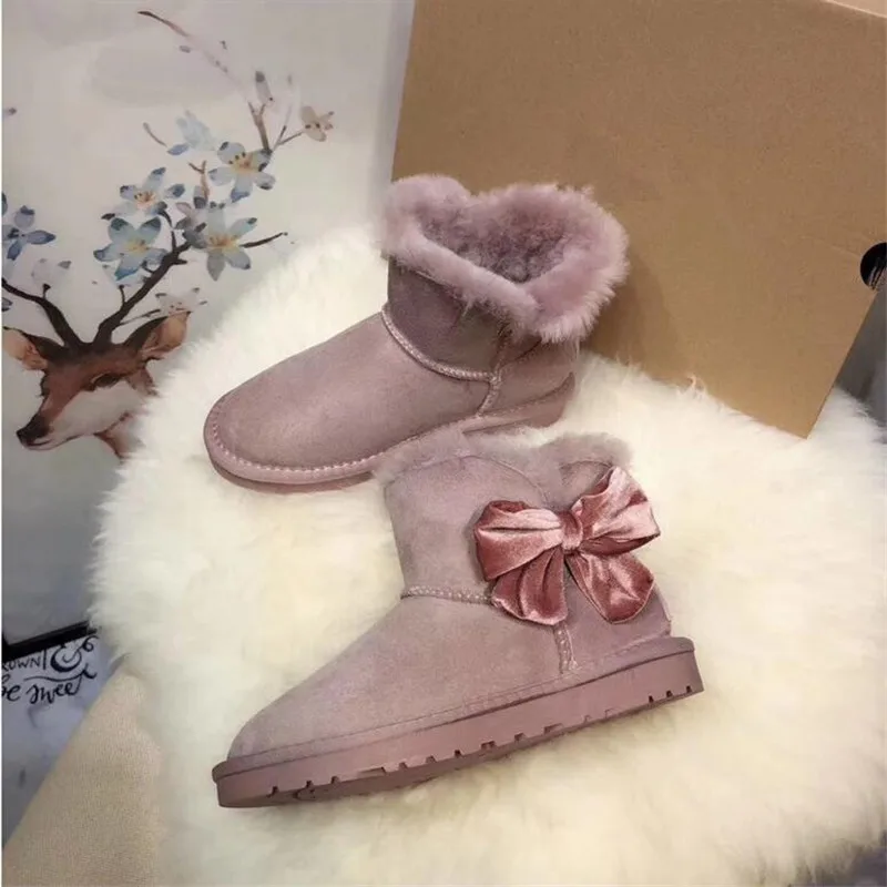 Новинка года; потрясающая обувь; женские зимние ботинки; натуральная шерсть; зимние теплые ботинки; женские ботинки из натуральной овечьей кожи с натуральным мехом на нескользящей подошве - Цвет: pink as pic