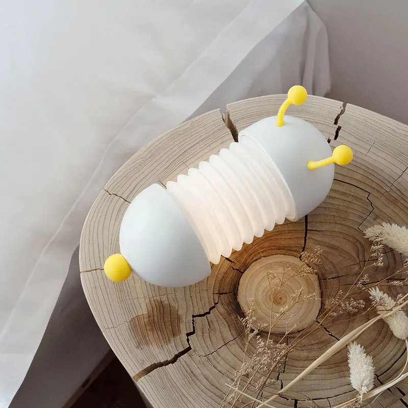 

BRELONG Mobestech Kids Silicone Night Light Caterpillar Shaped Nursery Rechargeable lamp Cute Table lamp for Baby Toddler