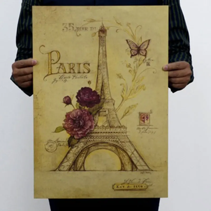 

Home Decor Pictures Art Ornament Eiffel Tower Sticker Bedroom Vintage Posters Paper Poster Painting Wall Decals Wall Paper
