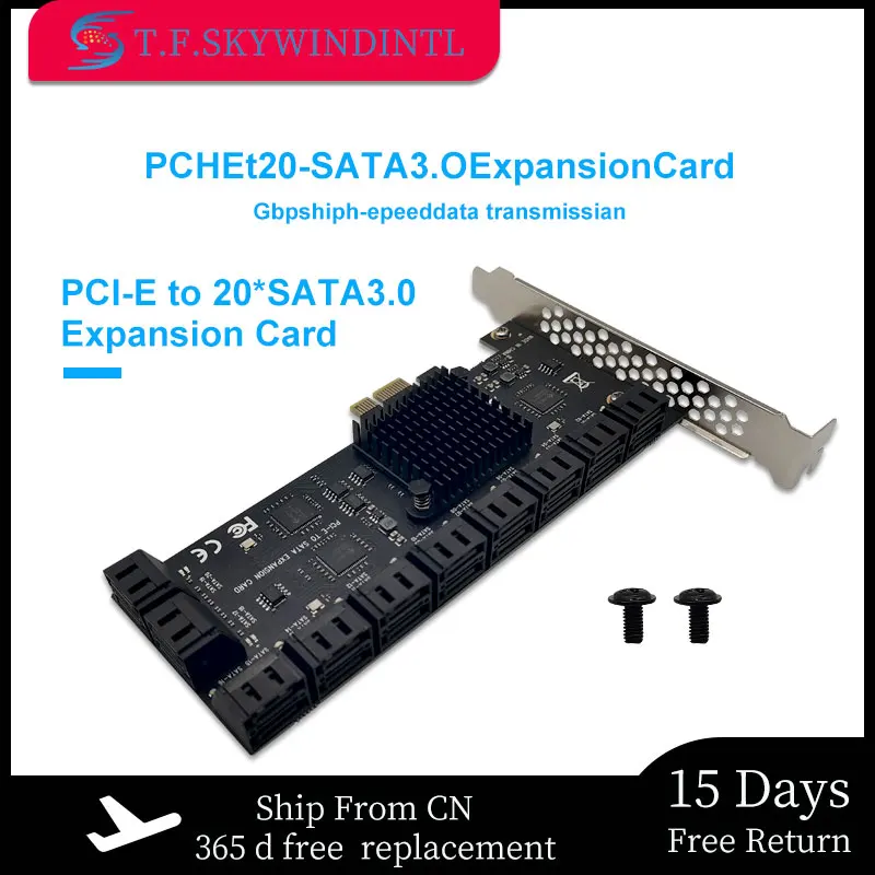 ЧИА Майнинг 20 портов SATA 6 ГБ на PCI Экспресс контроллер плата расширения PCIe III